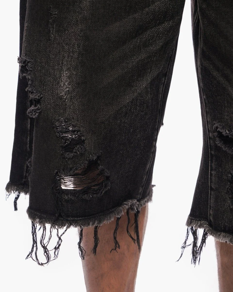 Valabasas Distressed Shorts - Waxed Denim - Image 4