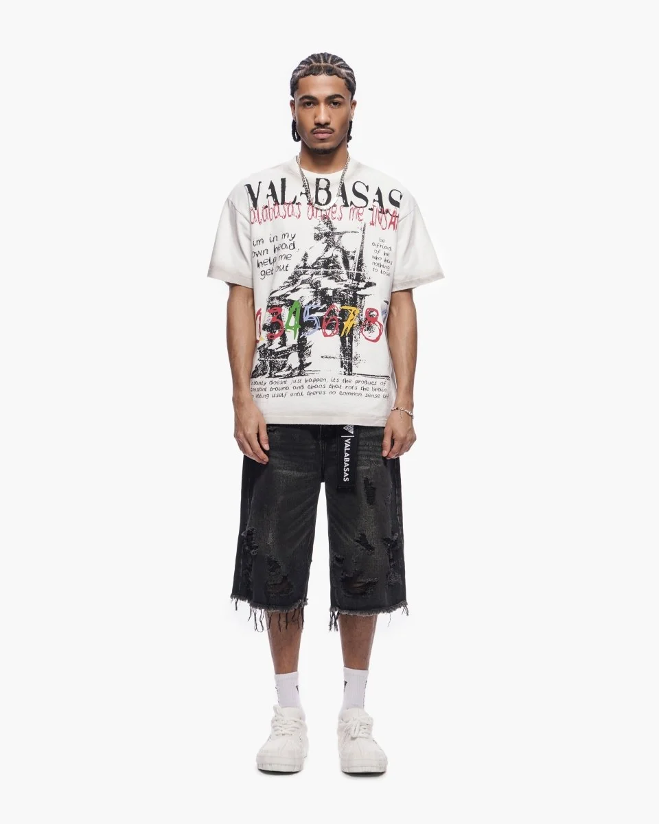 Valabasas Distressed Shorts - Waxed Denim - Image 9