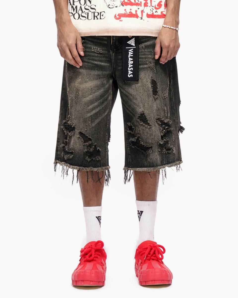 Valabasas Snapped Denim Shorts - Distressed - Image 10