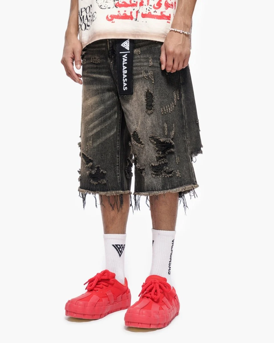 Valabasas Snapped Denim Shorts - Distressed - Image 7