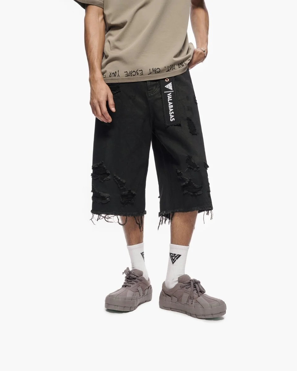 Valabasas Ripped Shorts - Distressed Denim - Image 2