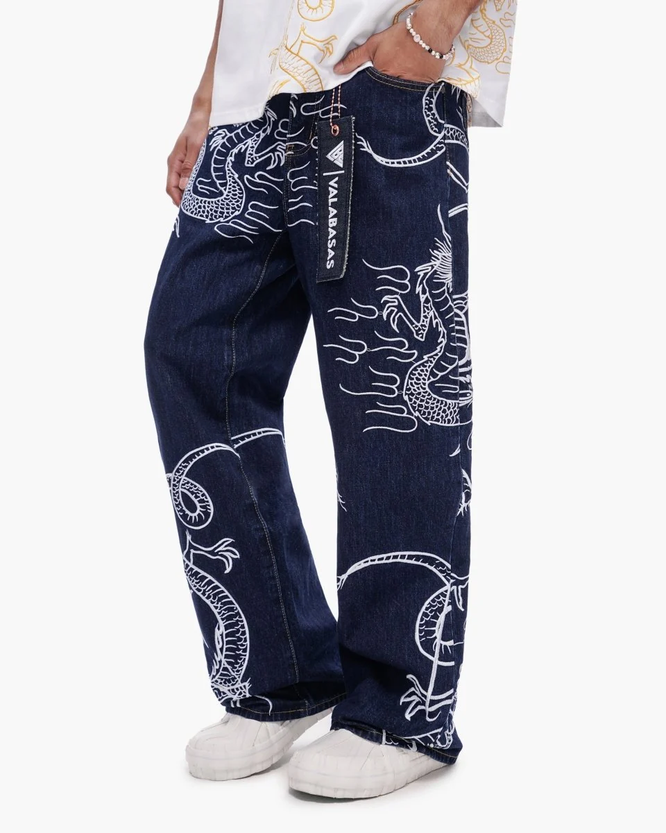 Valabasas Dragon Jeans - Graphic Dark Blue - Image 7