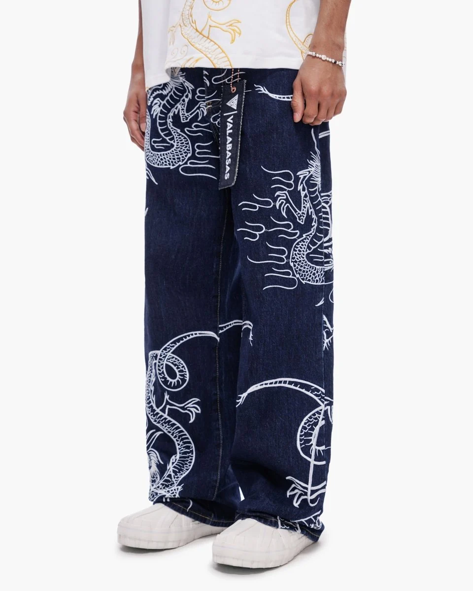 Valabasas Dragon Jeans - Graphic Dark Blue - Image 9