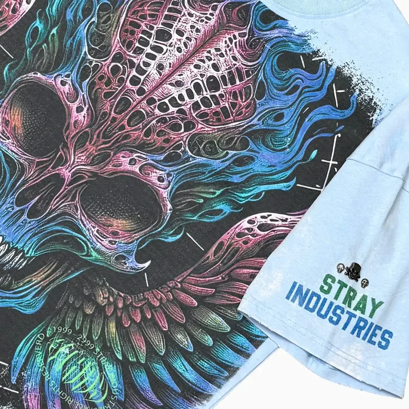 Stray Burning Skull T-Shirt - Graphic Print - Image 3