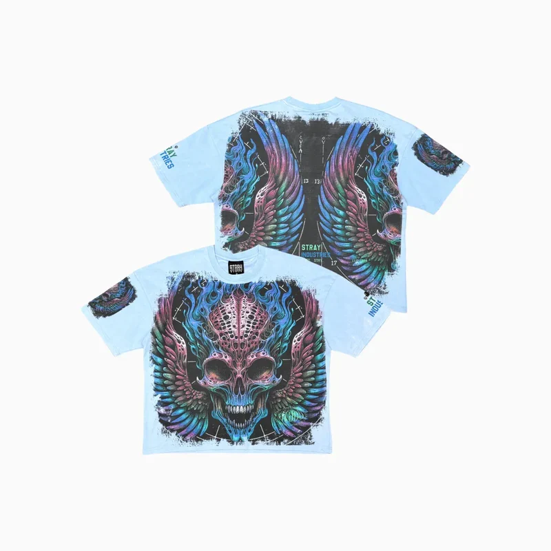Stray Burning Skull T-Shirt - Graphic Print - Image 5