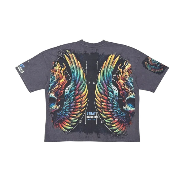 Stray Burning Skull T-Shirt - Graphic Print - Image 7