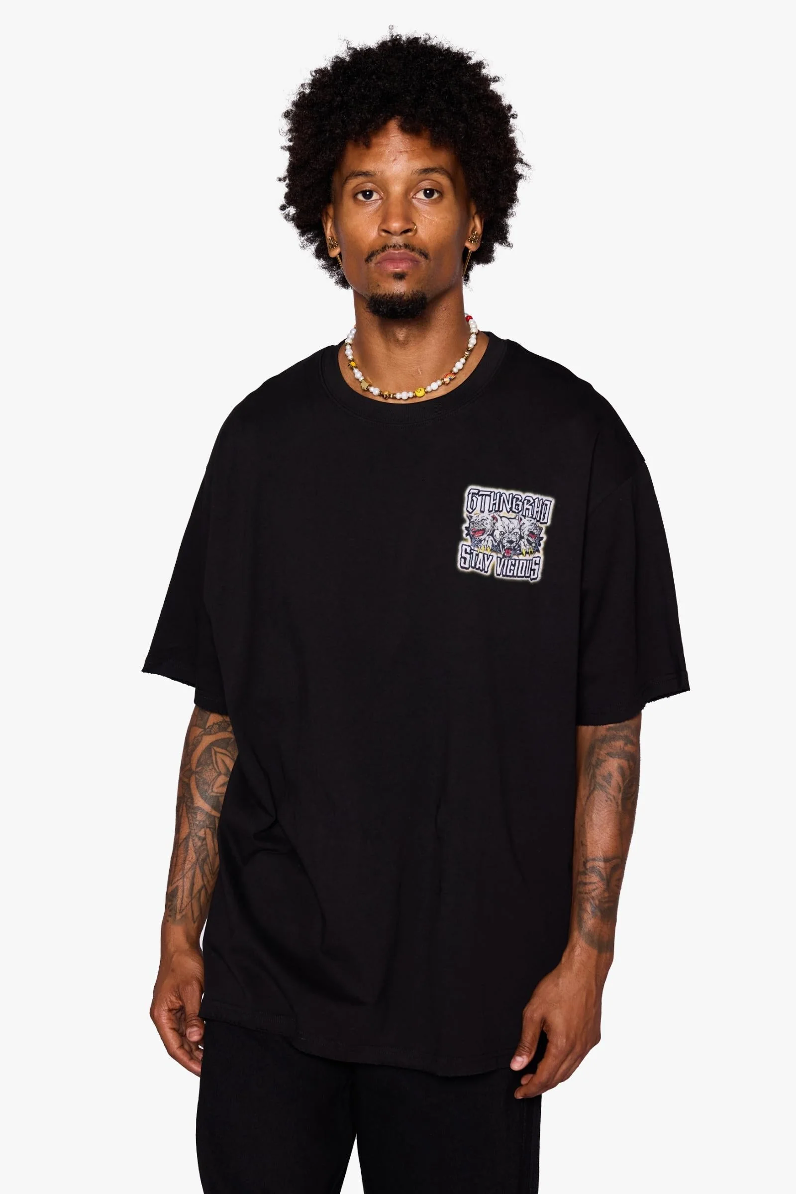 6Th Nbrhd Stay Vicious Men's T-Shirt Black - Image 9