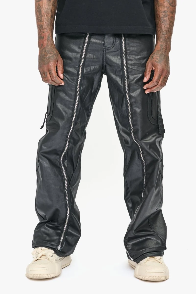 Valabasas Zipper Jeans - Cargo Style Black Waxed - Image 2