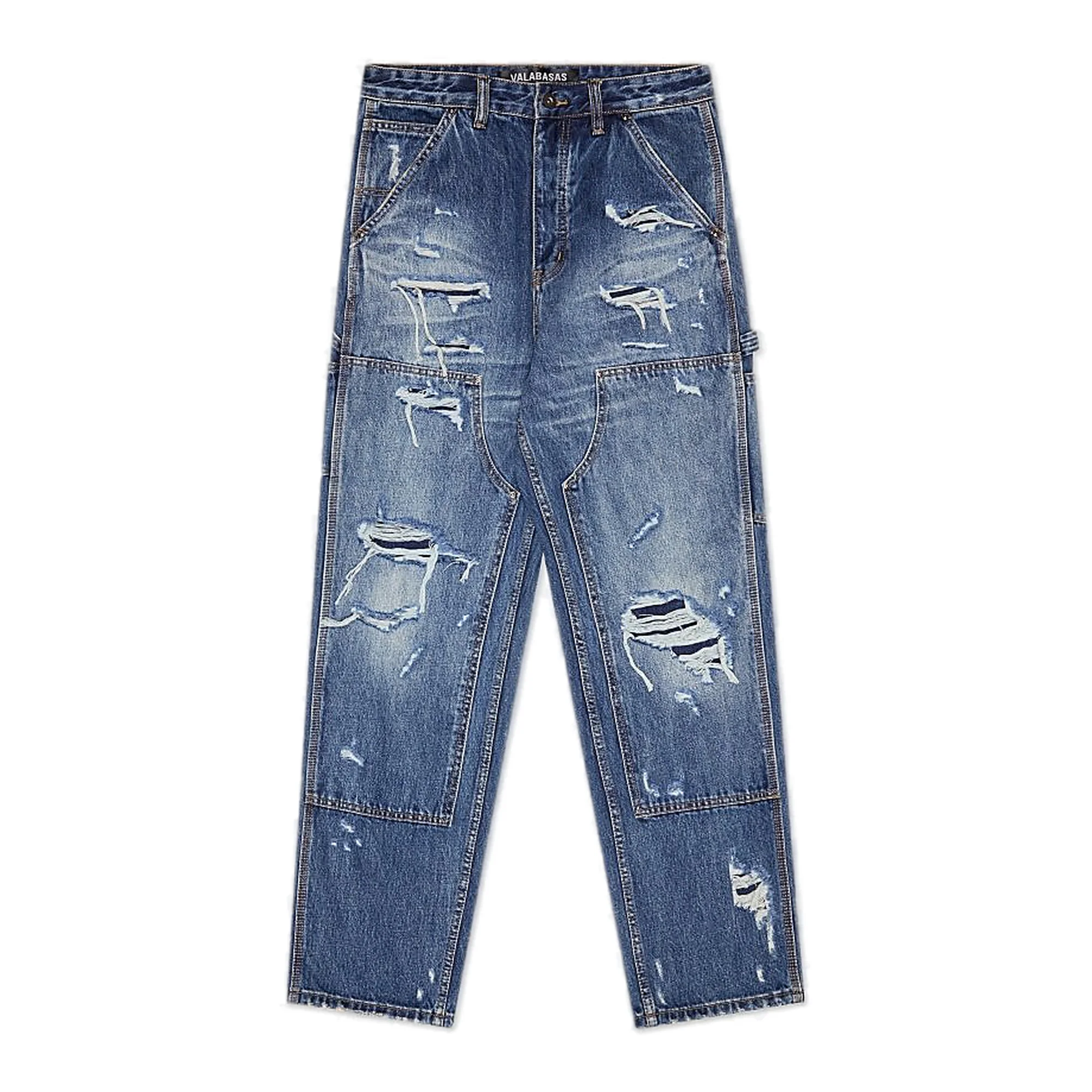 Valabasas Distressed Jeans - Straight Fit Dark Blue