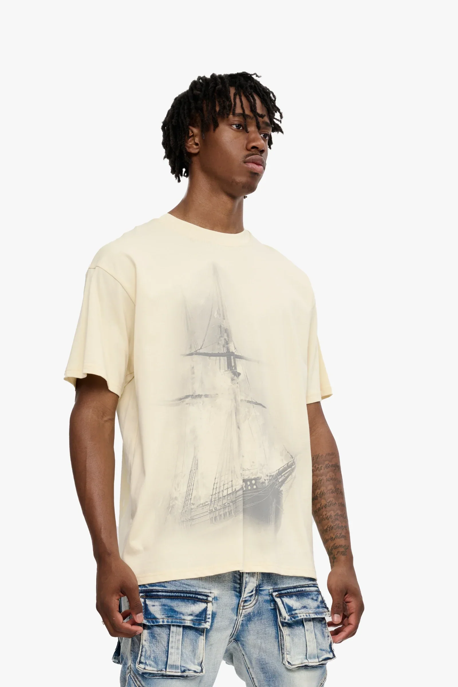 Silnt Chptrs Ship Tee - Graphic Cream - Image 2