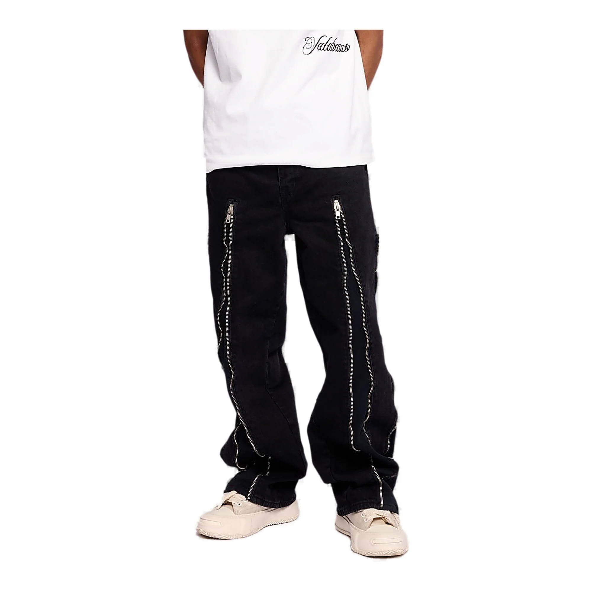 Valabasas Zipper Jeans - Exposed Panel Black/Black