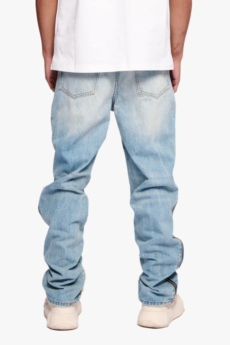 Valabasas Tarnish Jeans - Zipper Detail Blue/Off-White - Image 7
