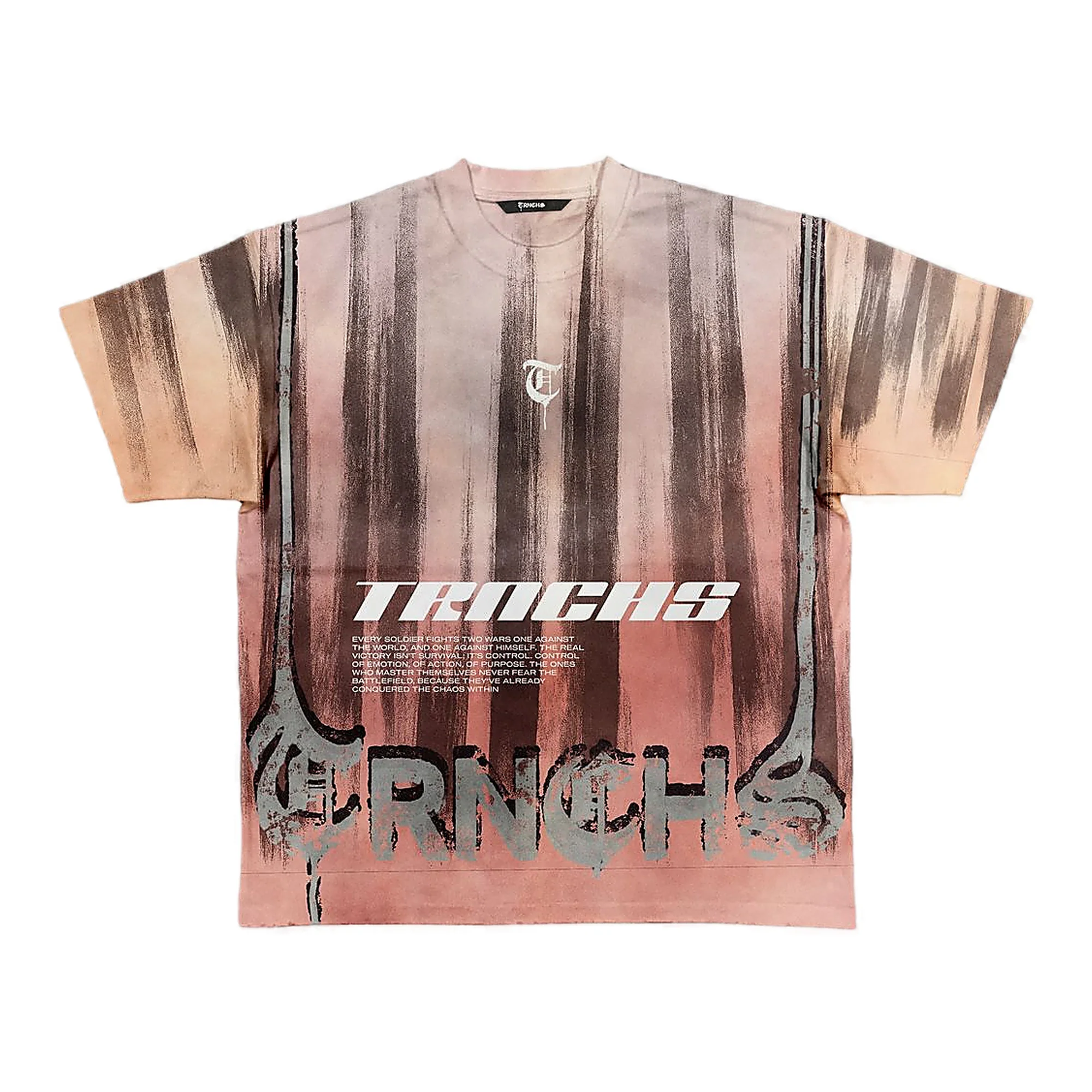 Trnchs Stripe T-Shirt - Oversized Graphic Peach / Grey