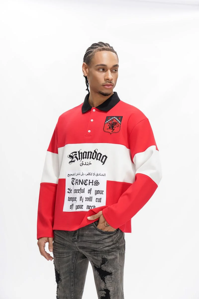 Trnchs Combat Polo Shirt Red/Wht - Image 4