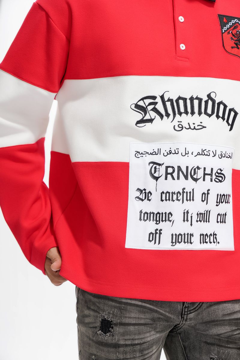 Trnchs Combat Polo Shirt Red/Wht - Image 7