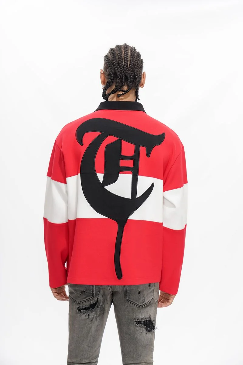 Trnchs Combat Polo Shirt Red/Wht - Image 9