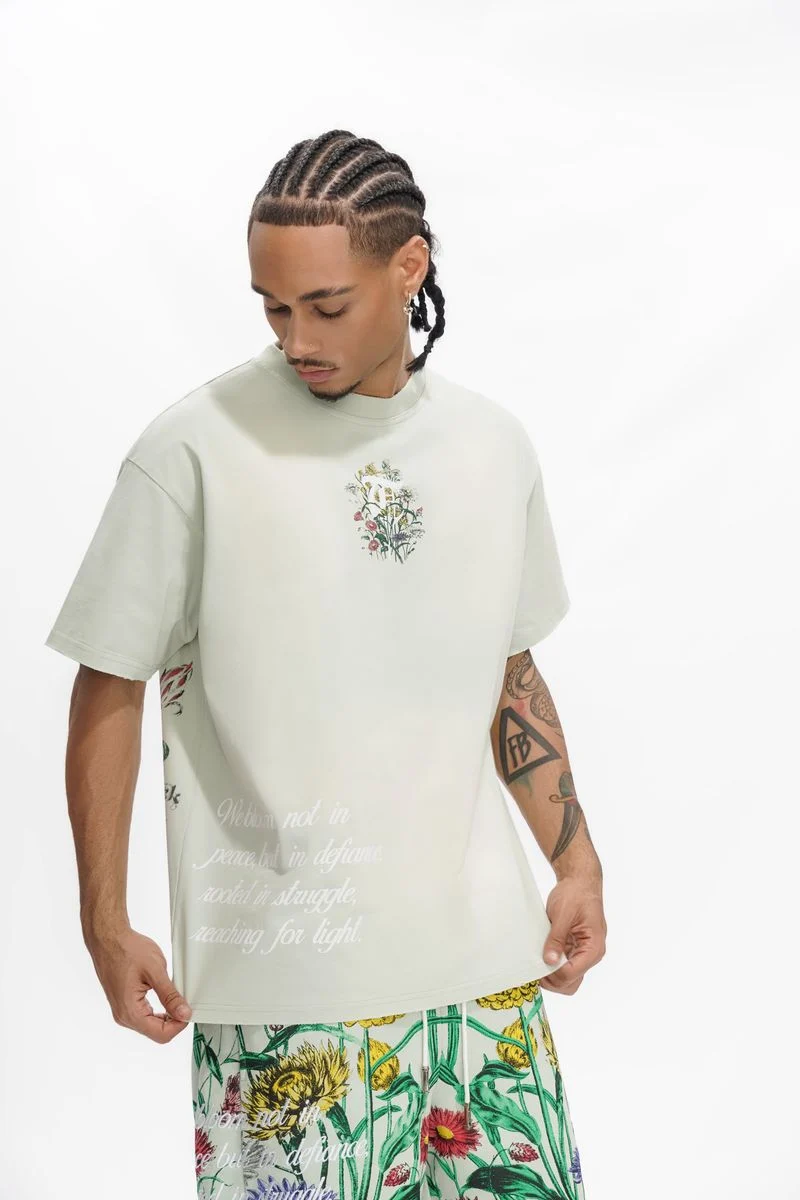 Trnchs Botanical T-Shirt - Oversized Light-Green - Image 6