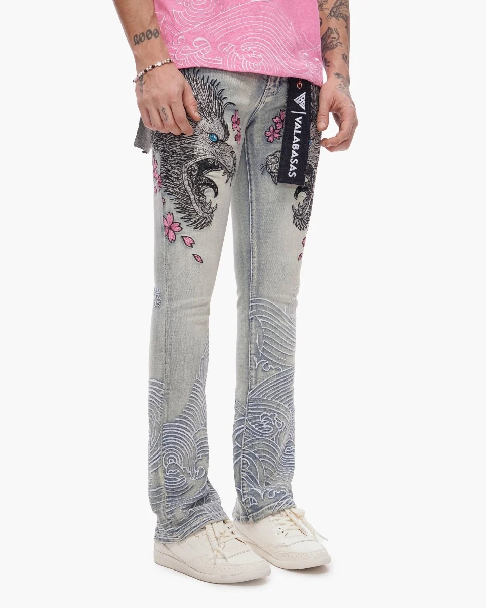 Valabasas Wave Jeans - Embroidered Light Blue Wash - Image 7