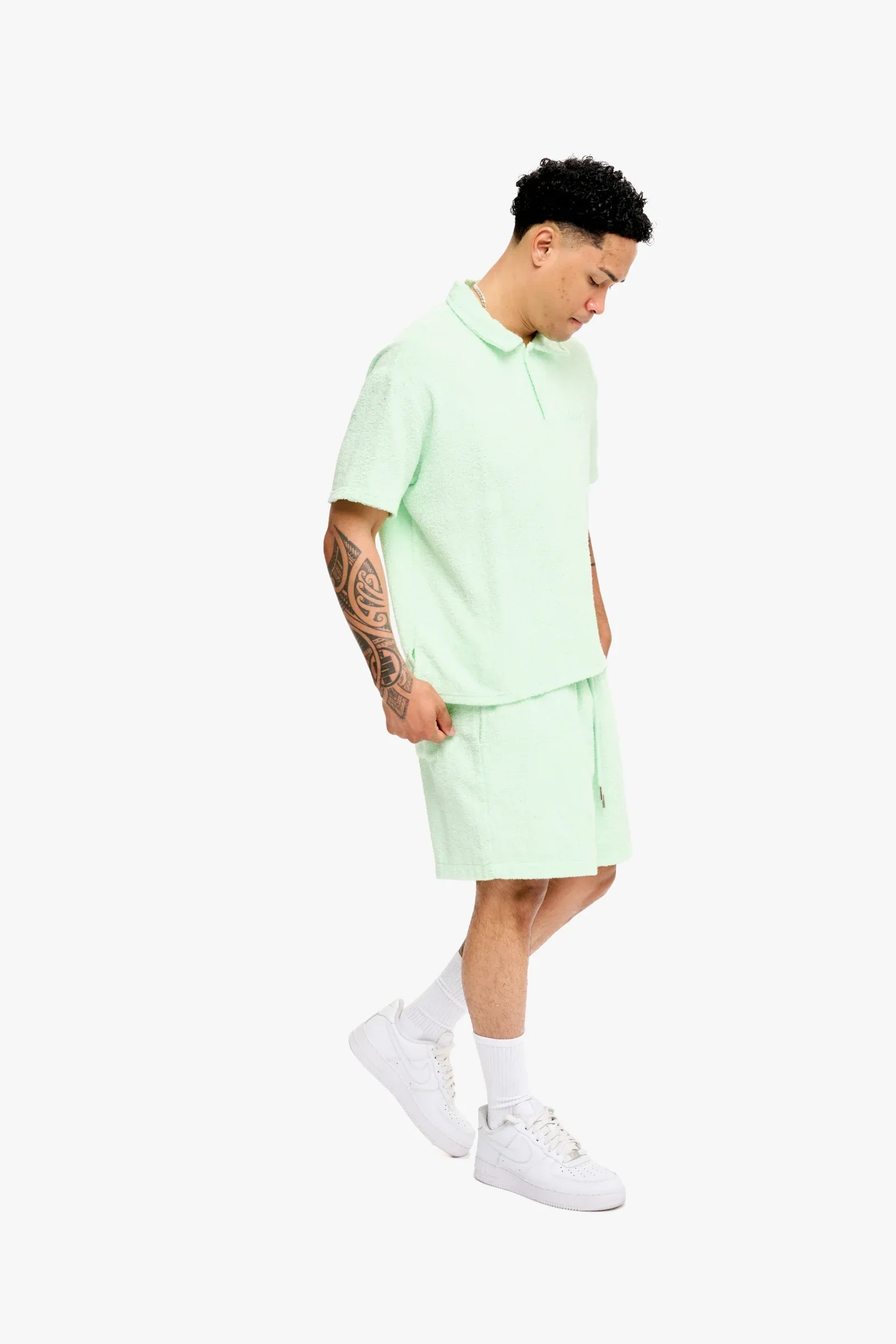 Silnt Chptrs Patch Shorts - Terry Fabric Green - Image 8
