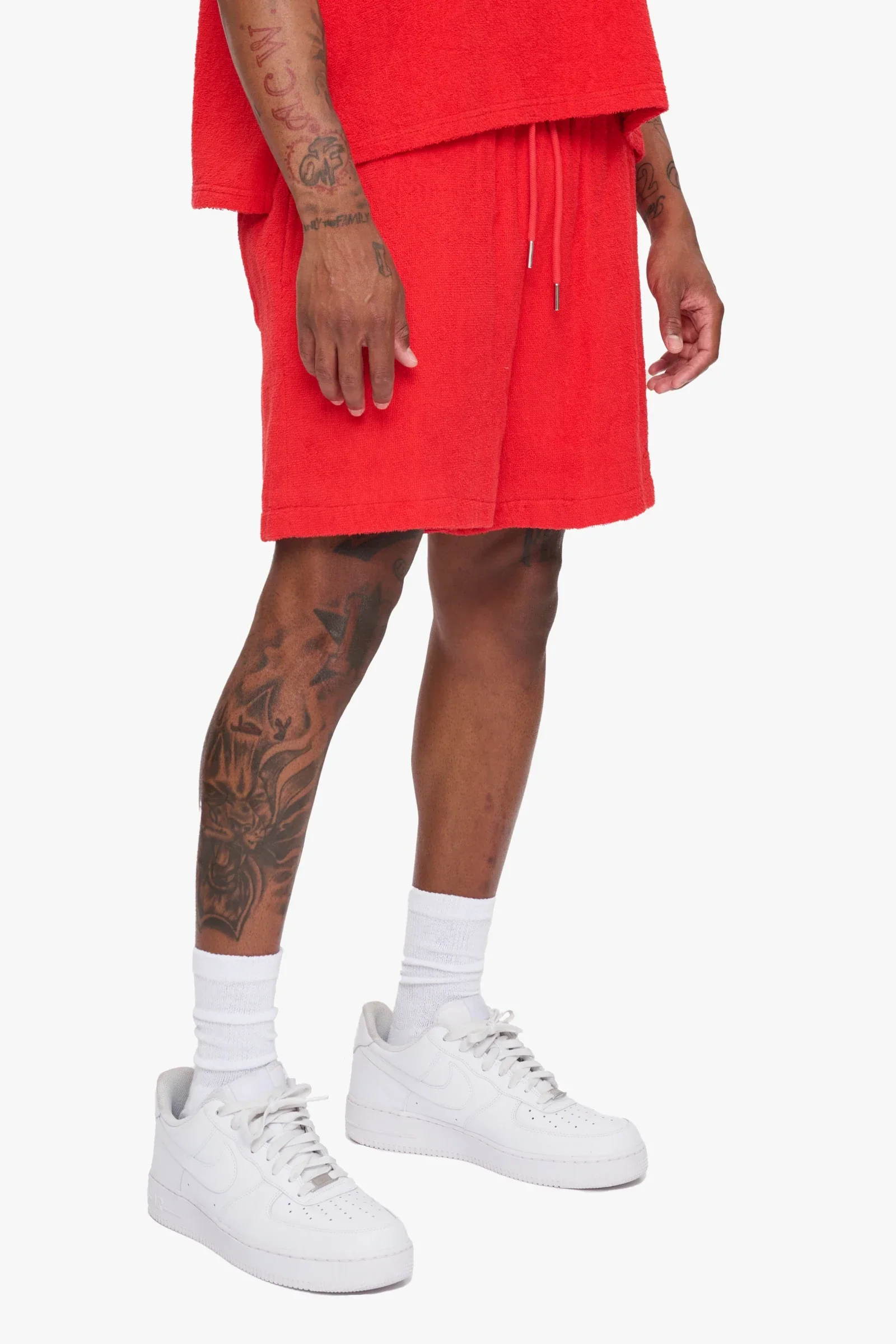 Silnt Chptrs Plush Shorts - Terry Cloth Red - Image 2