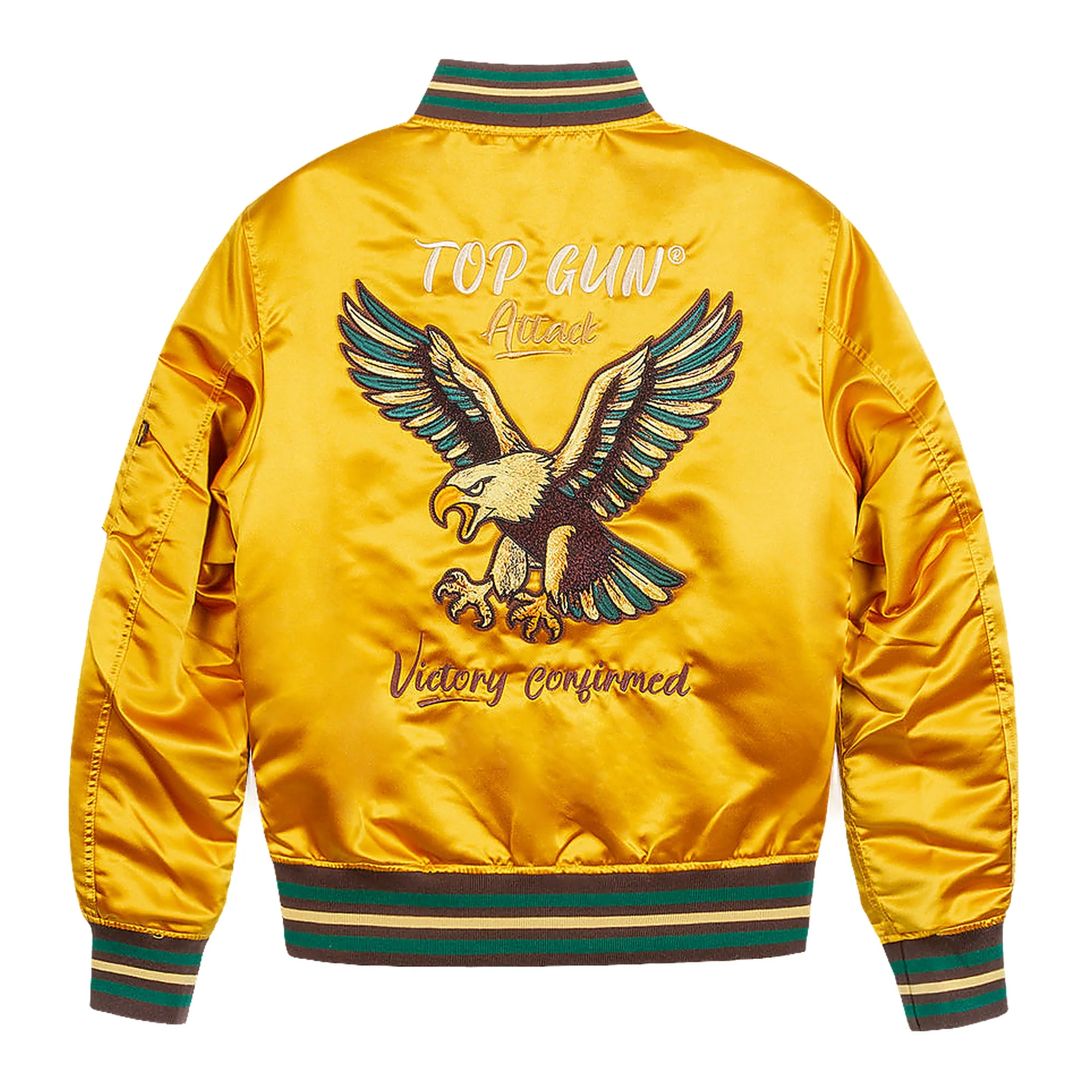 Top Gun Satin Eagle Men's Varsity Jacket Yellow