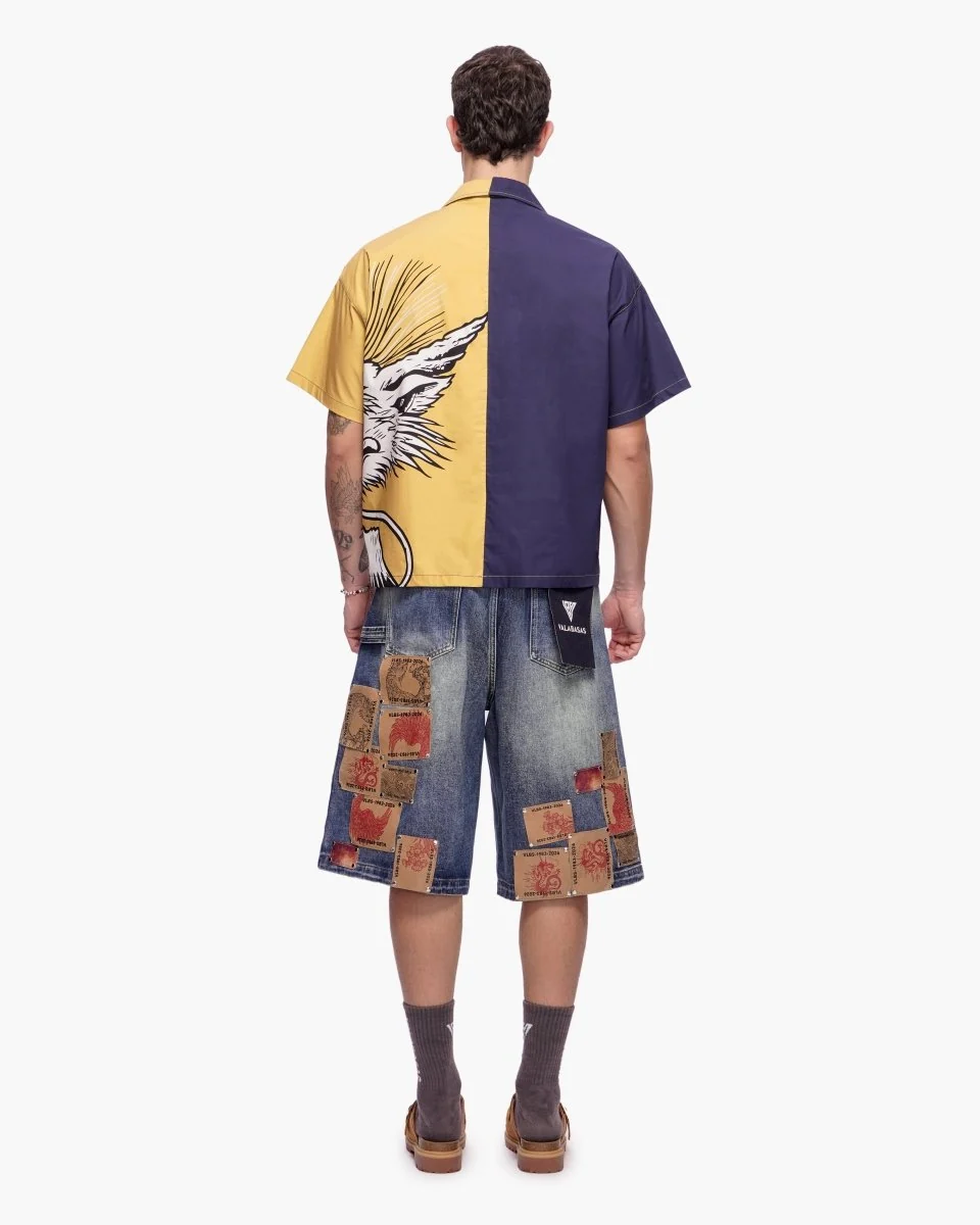 Valabasas Patchwork Shorts - Oversized Dark Blue Wash - Image 11