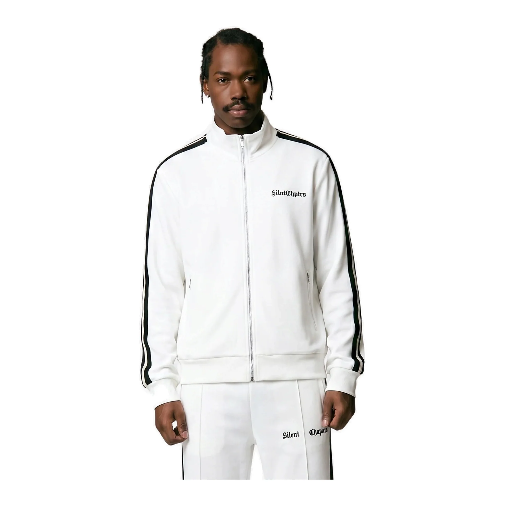 Silnt Chptrs Stripe Jacket - Embroidered Logo White