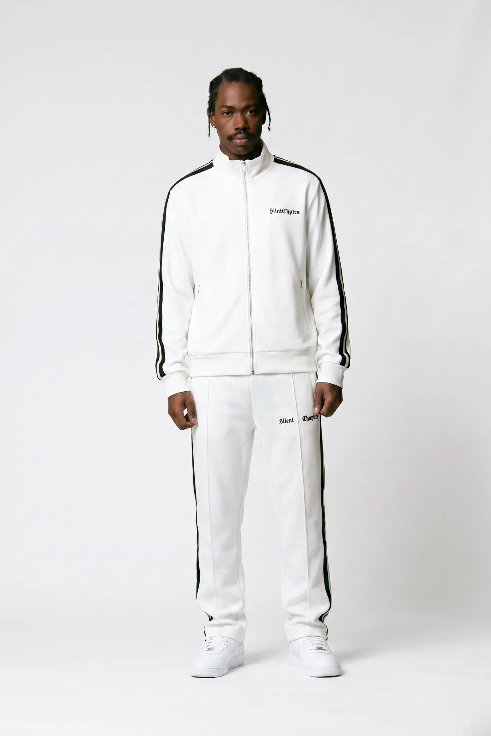 Silnt Chptrs Stripe Jacket - Embroidered Logo White - Image 5