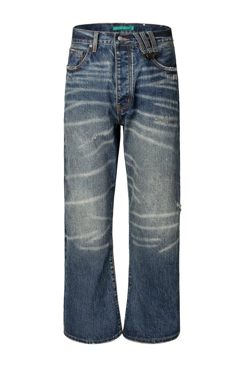 Vala De Labasas Trame Selvedge Baggy Jean - Distressed Wash - Image 2