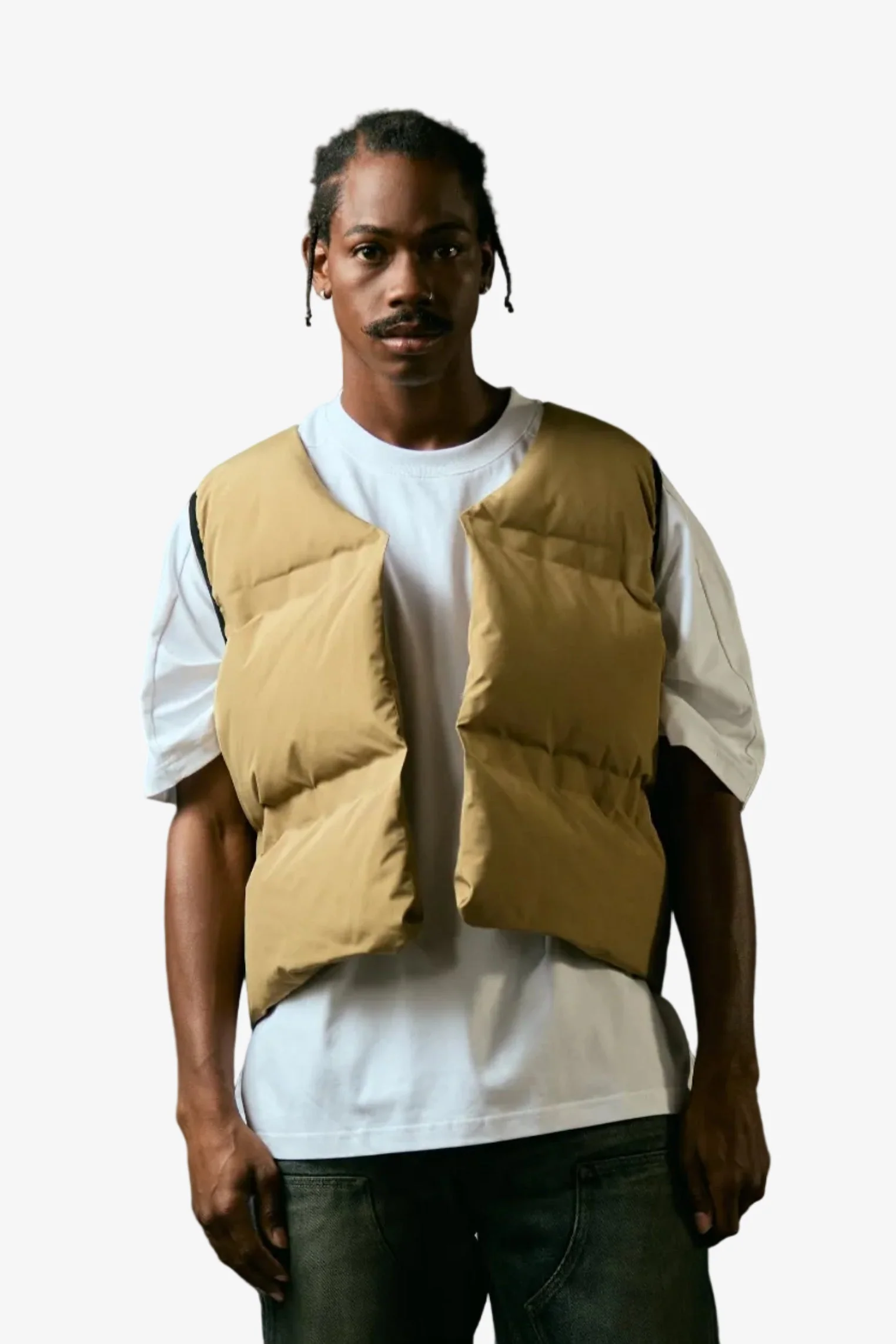 Silnt Chptrs Boxy Vest - Cropped Khaki - Image 2