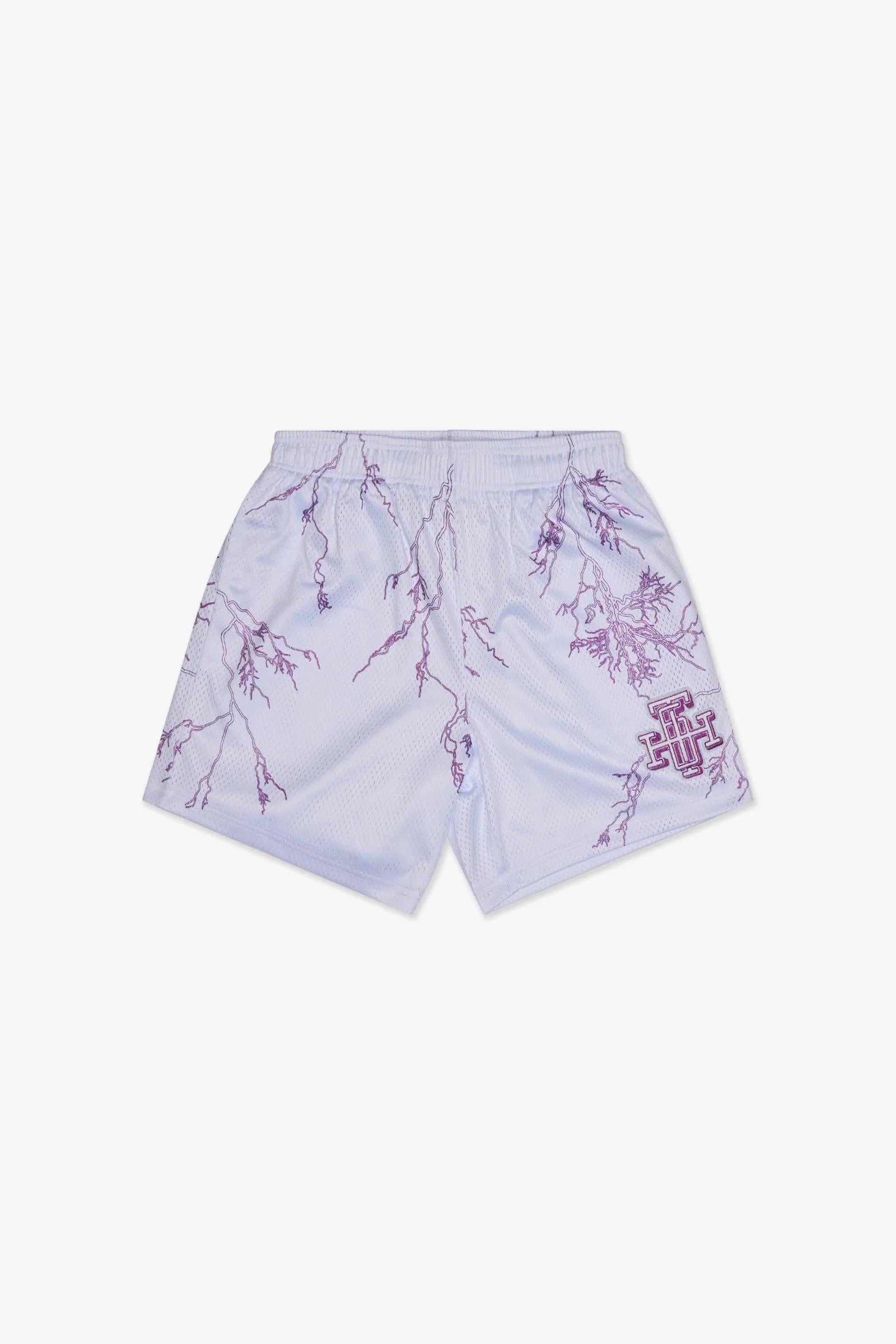6Th Nbrhd Try-Outs Men's Shorts White Purple - Image 2