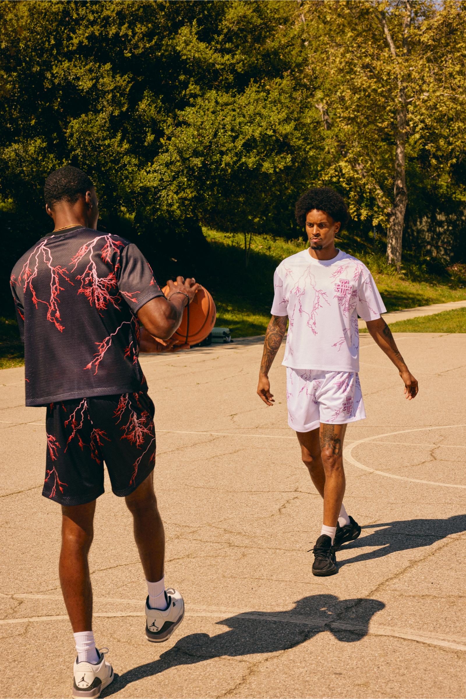 6Th Nbrhd Try-Outs Men's Shorts White Purple - Image 8
