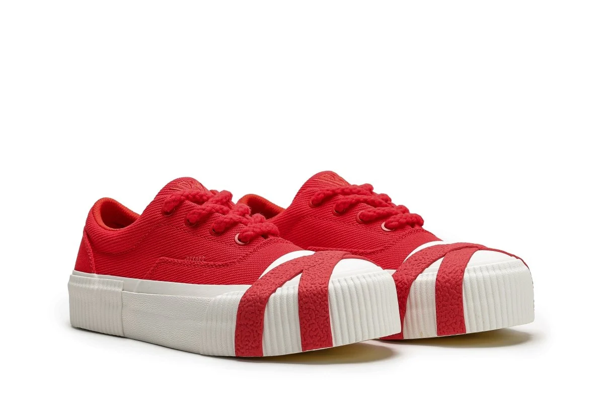 Valabasas Twisted Metal Sneakers - Platform Sole Red / White - Image 3