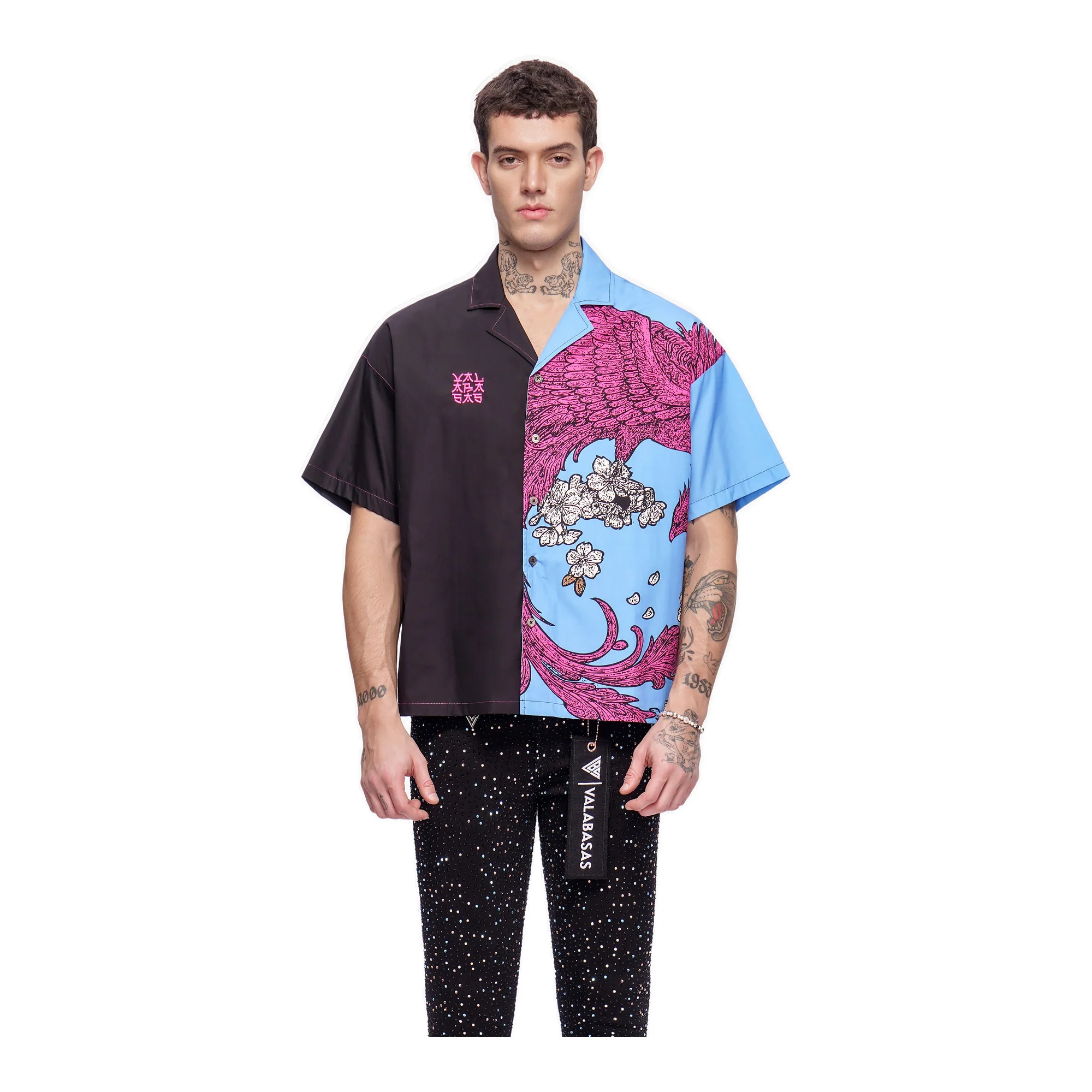 Valabasas Graphic Button Down - Relaxed Fit Black/Blue/Pink