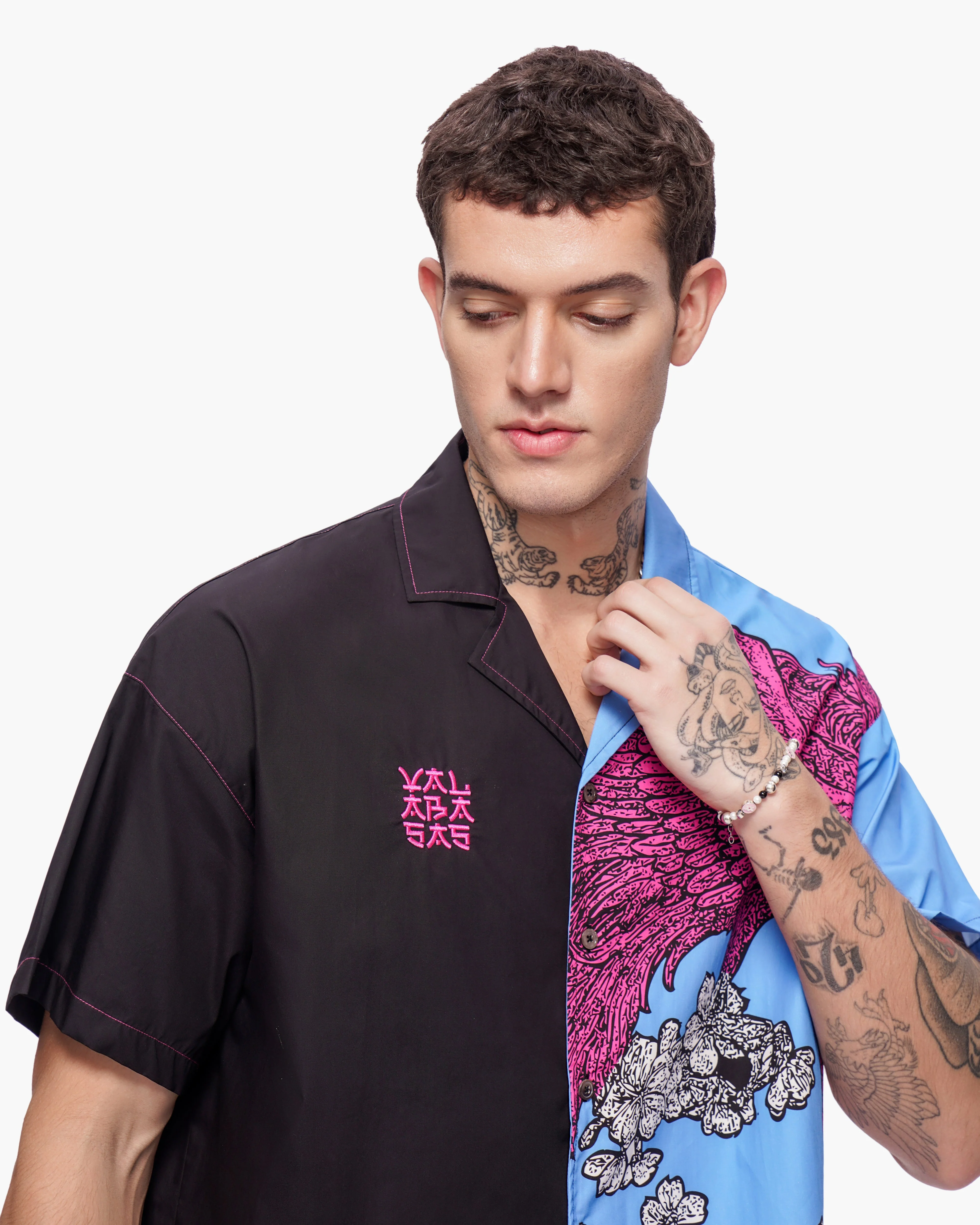 Valabasas Graphic Button Down - Relaxed Fit Black/Blue/Pink - Image 10