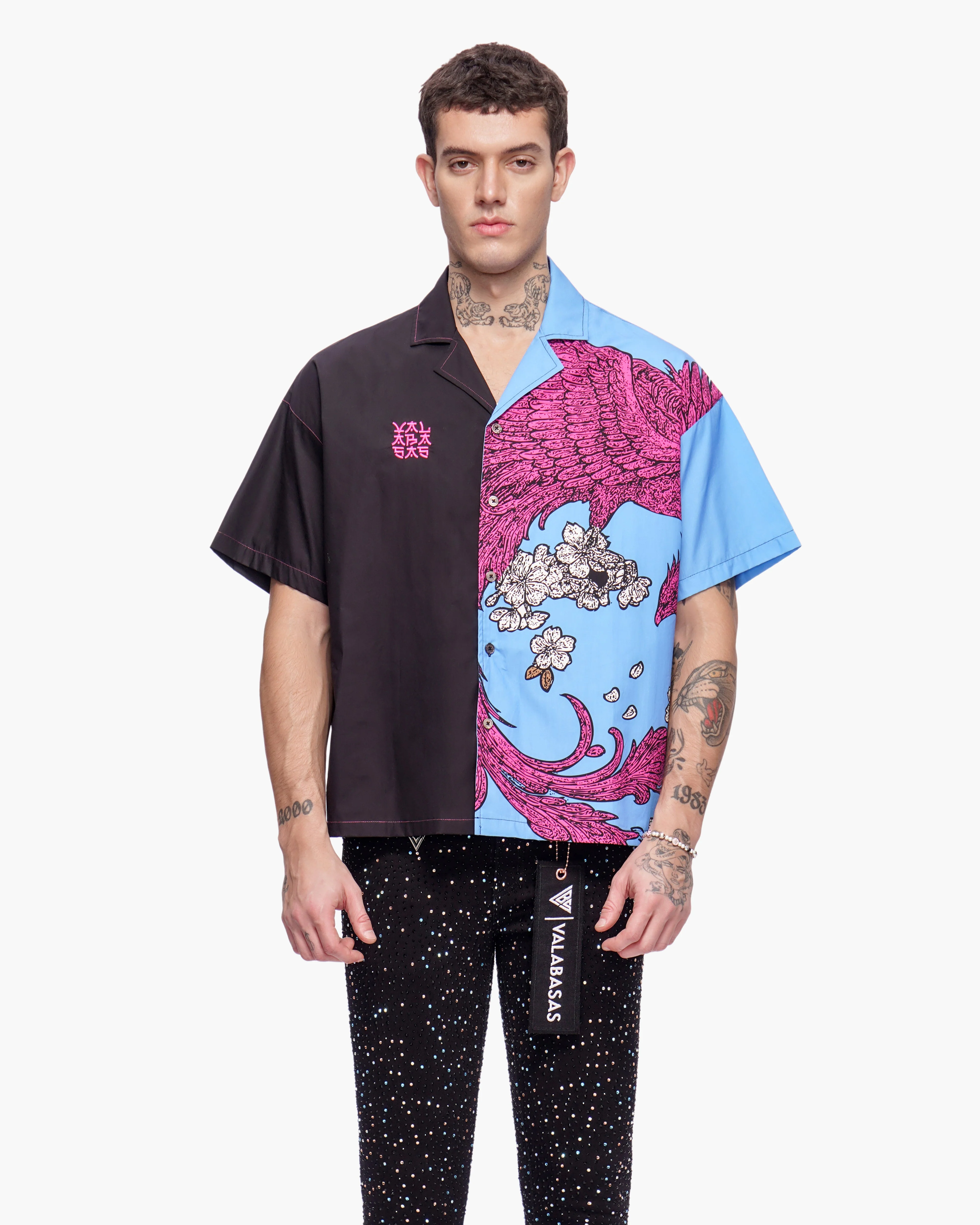 Valabasas Graphic Button Down - Relaxed Fit Black/Blue/Pink - Image 2