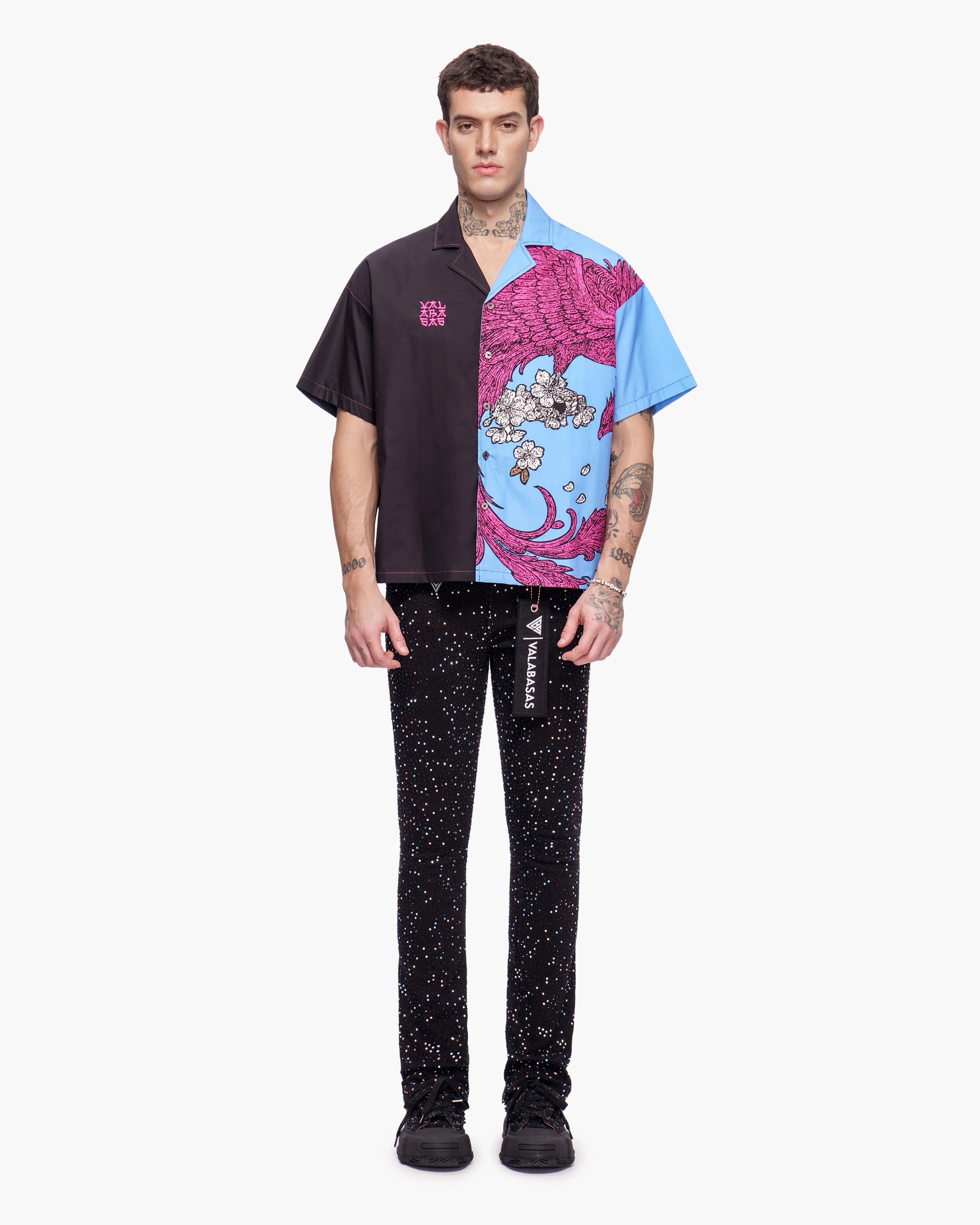 Valabasas Graphic Button Down - Relaxed Fit Black/Blue/Pink - Image 3
