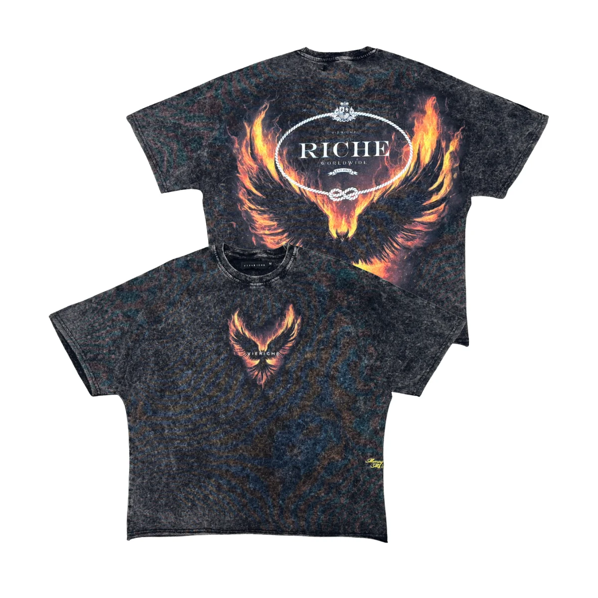 Vie+Riche Phoenix Tee - Acid Wash Black - Image 5