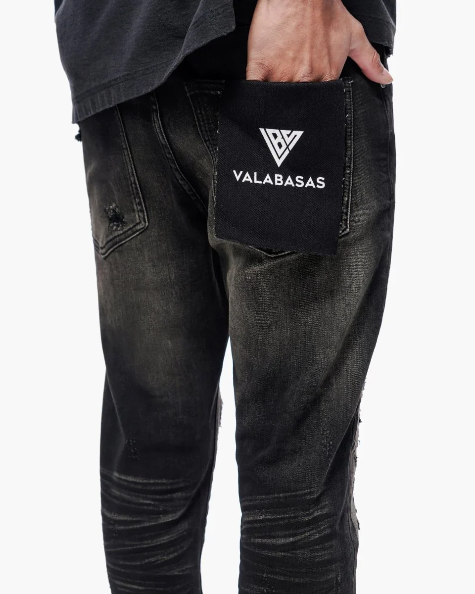 Valabasas Repair Black Wash Skinny Jeans - Distressed - Image 4