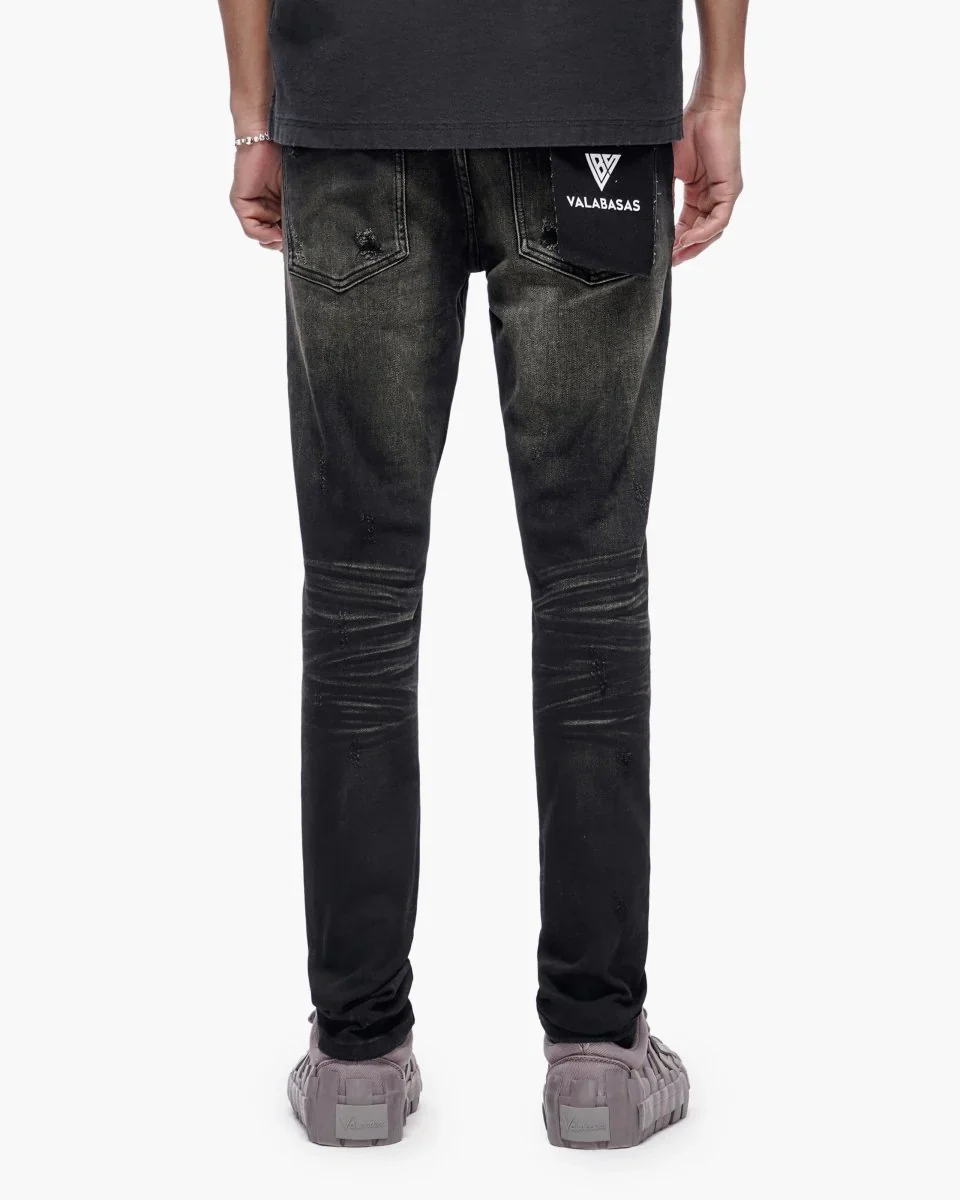 Valabasas Repair Black Wash Skinny Jeans - Distressed - Image 5