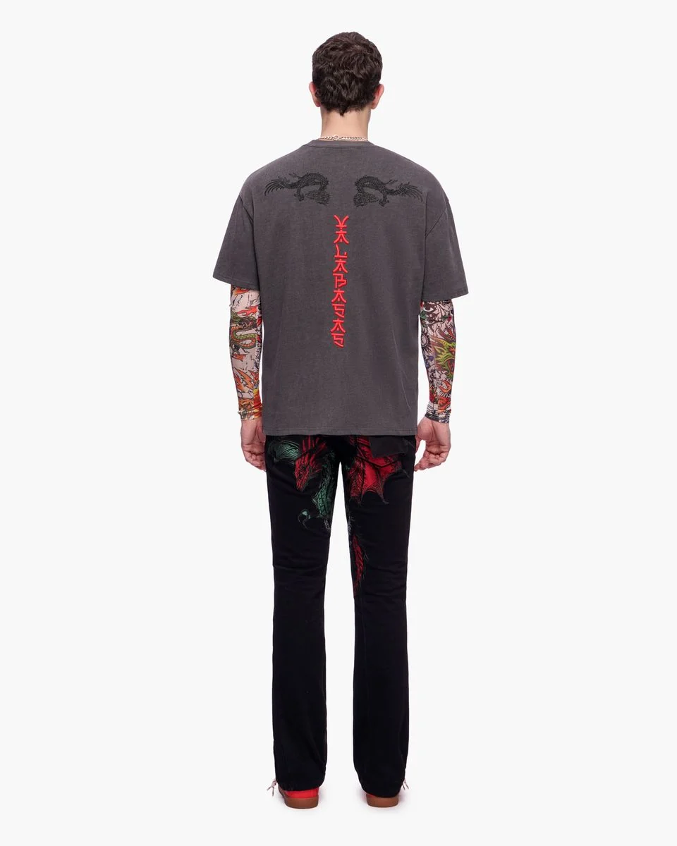 Valabasas Dragon T-Shirt - Embroidered Charcoal - Image 5