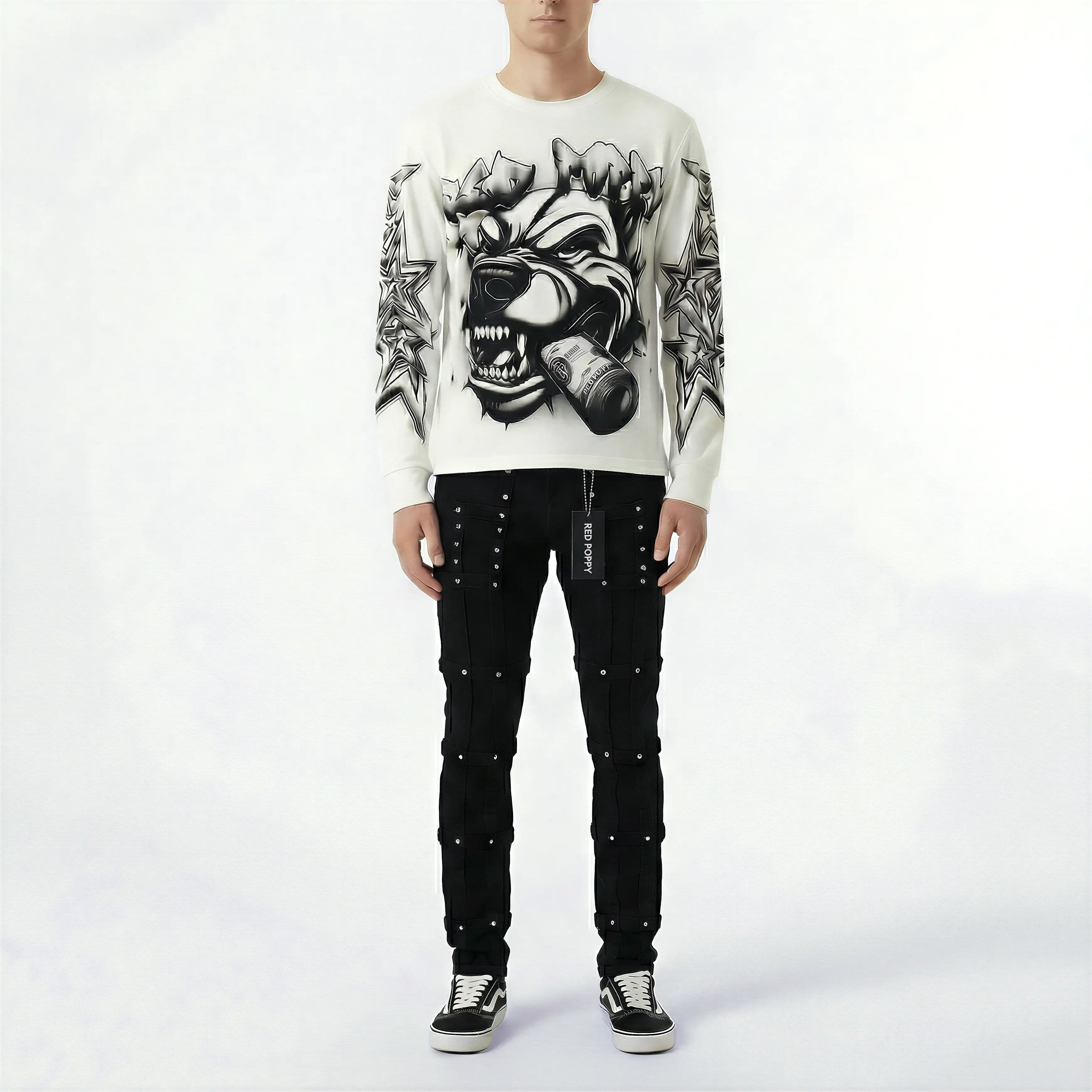Red Poppy Studded Jeans - Skinny Fit - Image 3