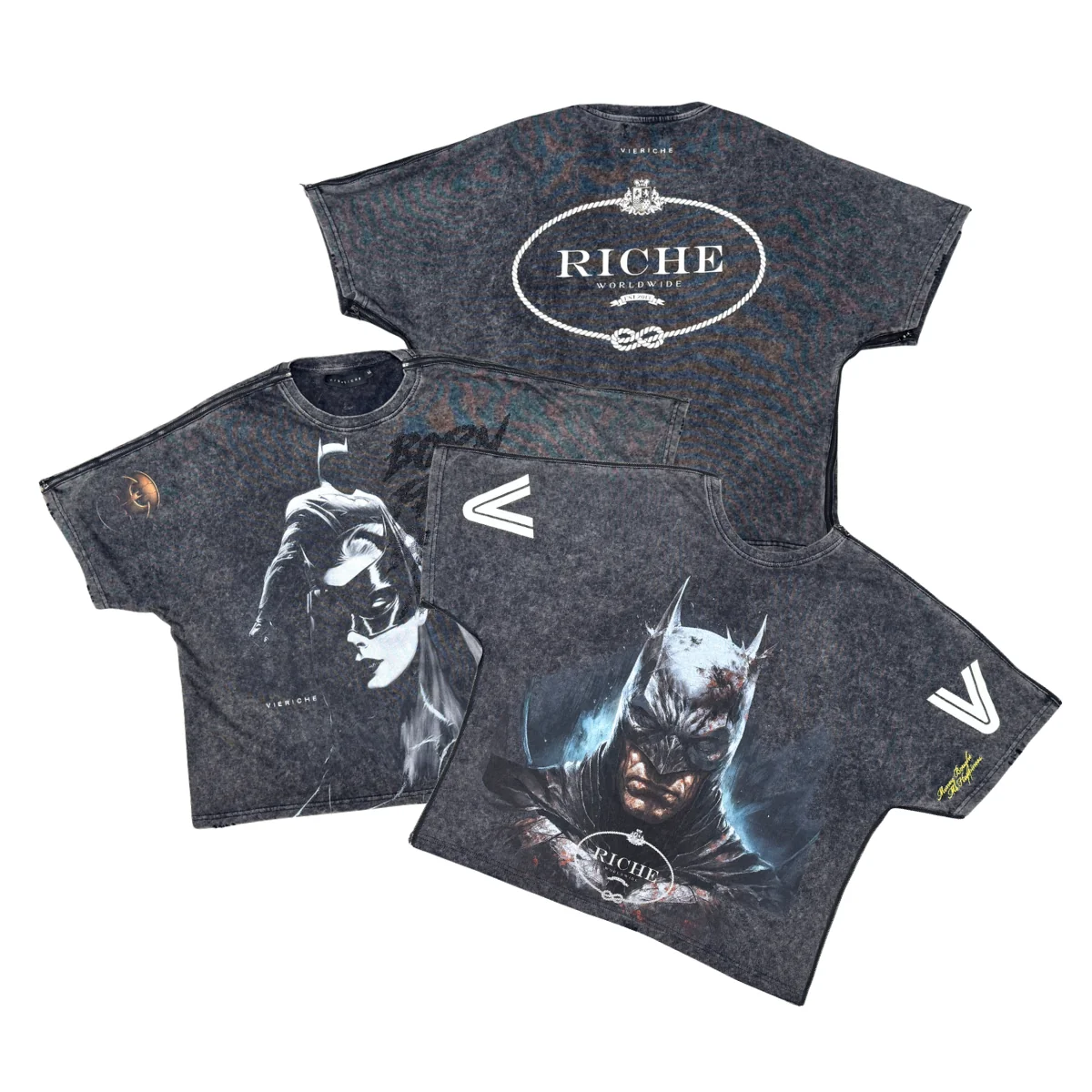 Vie+Riche Dark Knight Tee - Acid Wash Black - Image 3