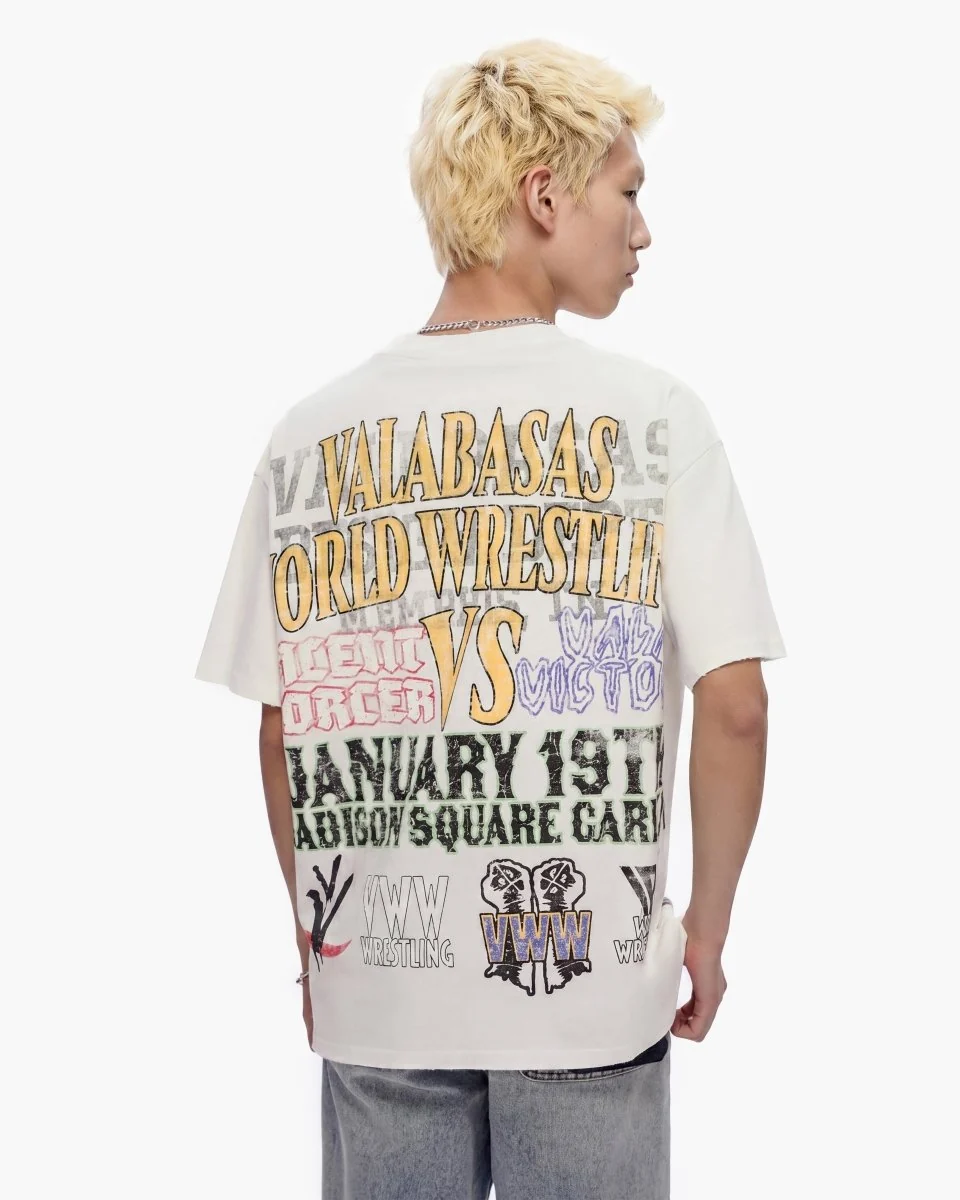 Valabasas Wrestling T-Shirt - Graphic White - Image 3