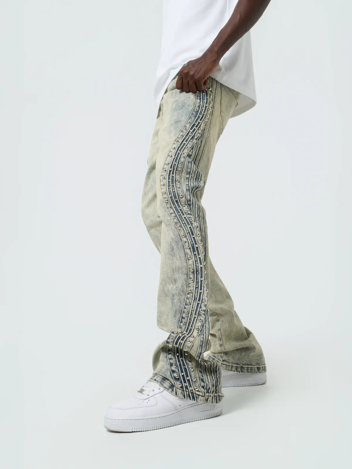 Waimea Men's Stacked Jeans Blue Acid Wash - Image 2