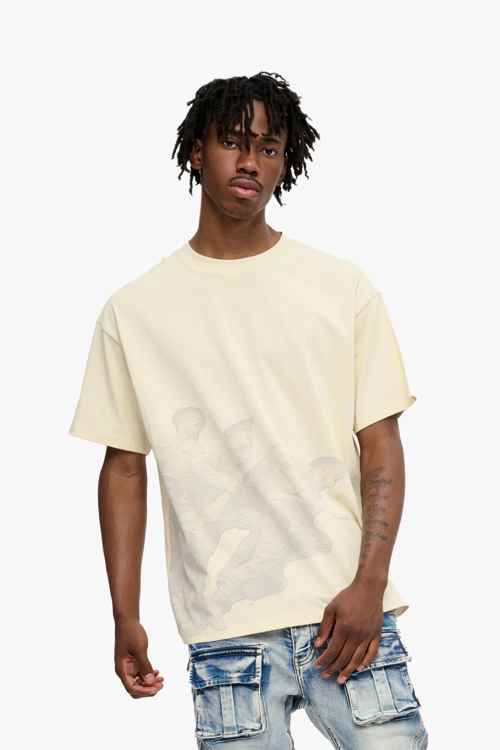 Silnt Chptrs War Cream Tee - Graphic - Image 2