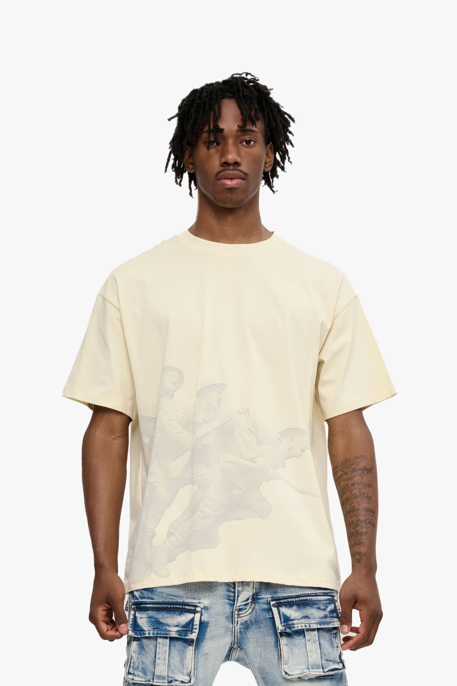Silnt Chptrs War Cream Tee - Graphic - Image 6