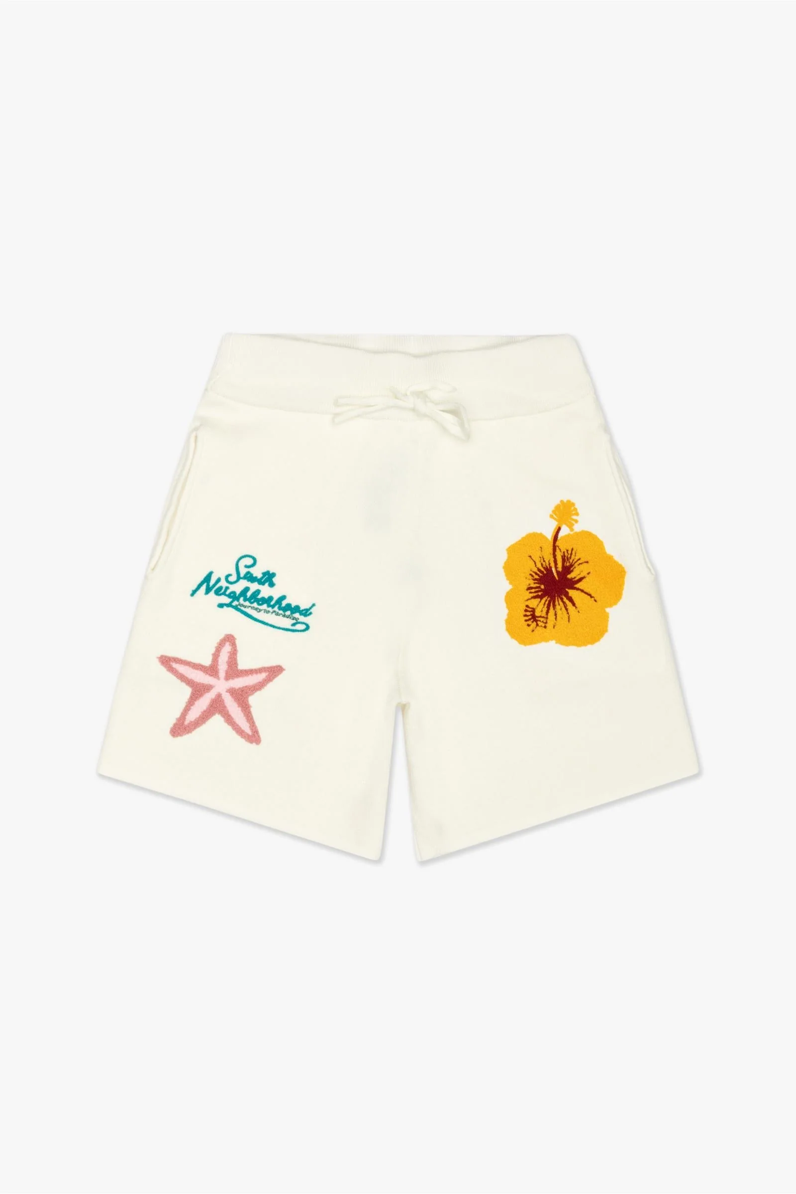 6Th Nbrhd Waves Men's Shorts Cream - Image 2