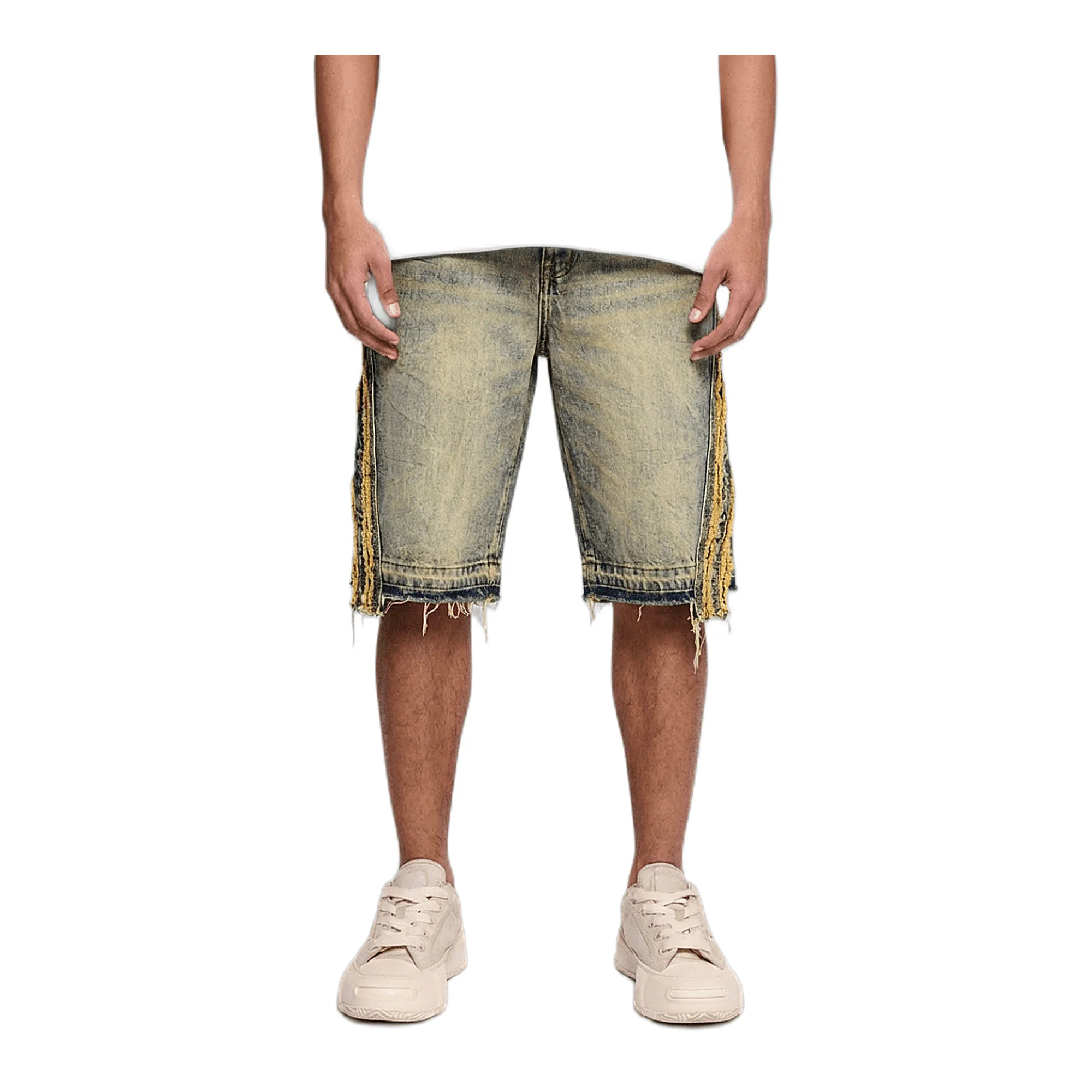 Valabasas Stripe Denim Shorts - Distressed