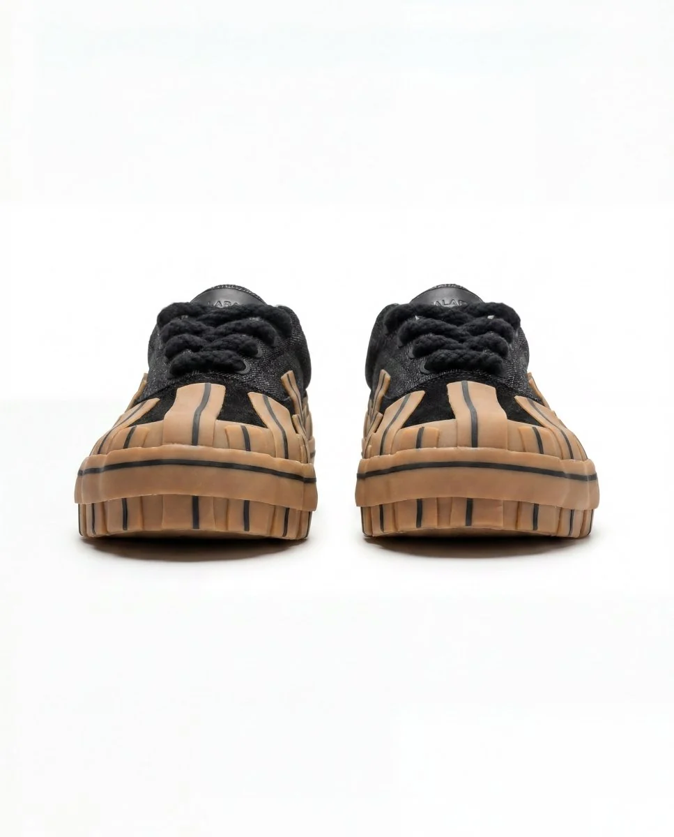 Valabasas Yuratsu Sneakers - Oversized Sole Black Denim / Gum - Image 6